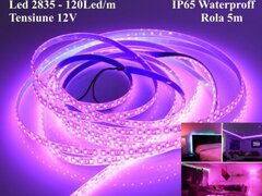 BANDA LED 2835 - ROZ-PINK 120LED/M, EX-IP65 ROLA/5M